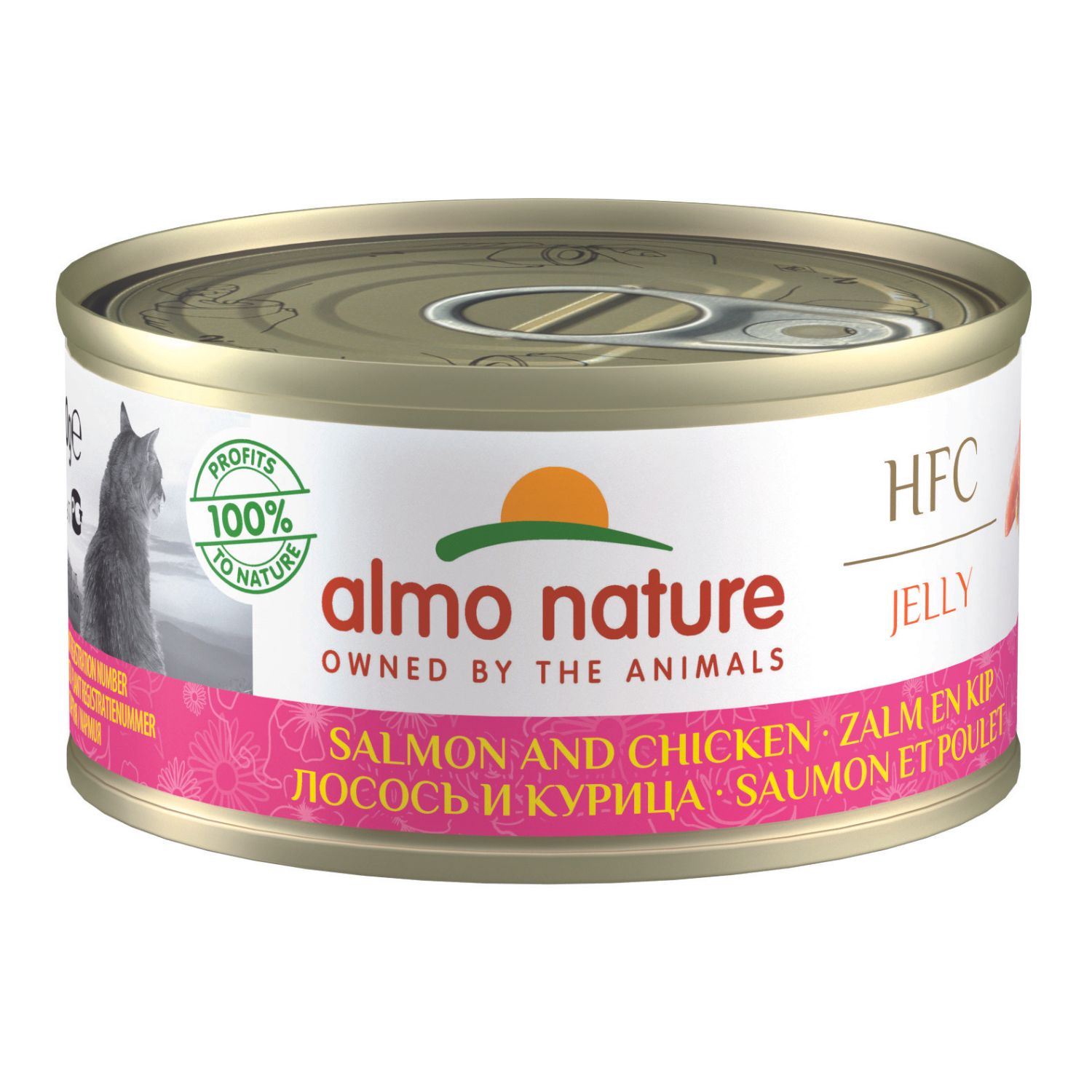 ALMO NATURE HFC JELLY LATA para Gatos 70g Salmón y Pollo