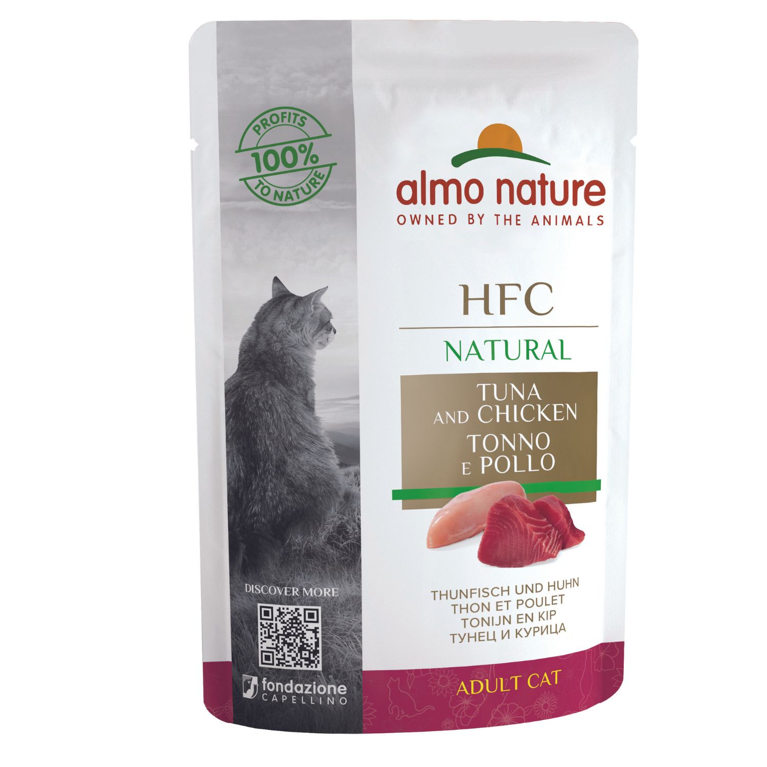 ALMO NATURE HFC NATURAL POUCH para Gatos 55g Atún y Pollo